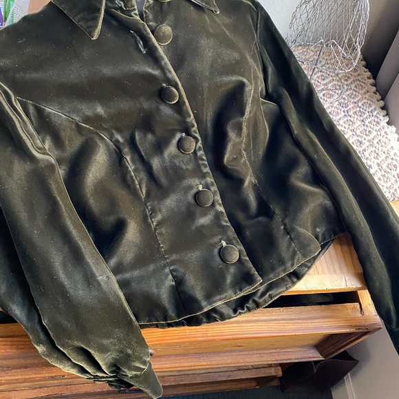 Forest Green Velvet Jacket (M) - Picture 4 of 6